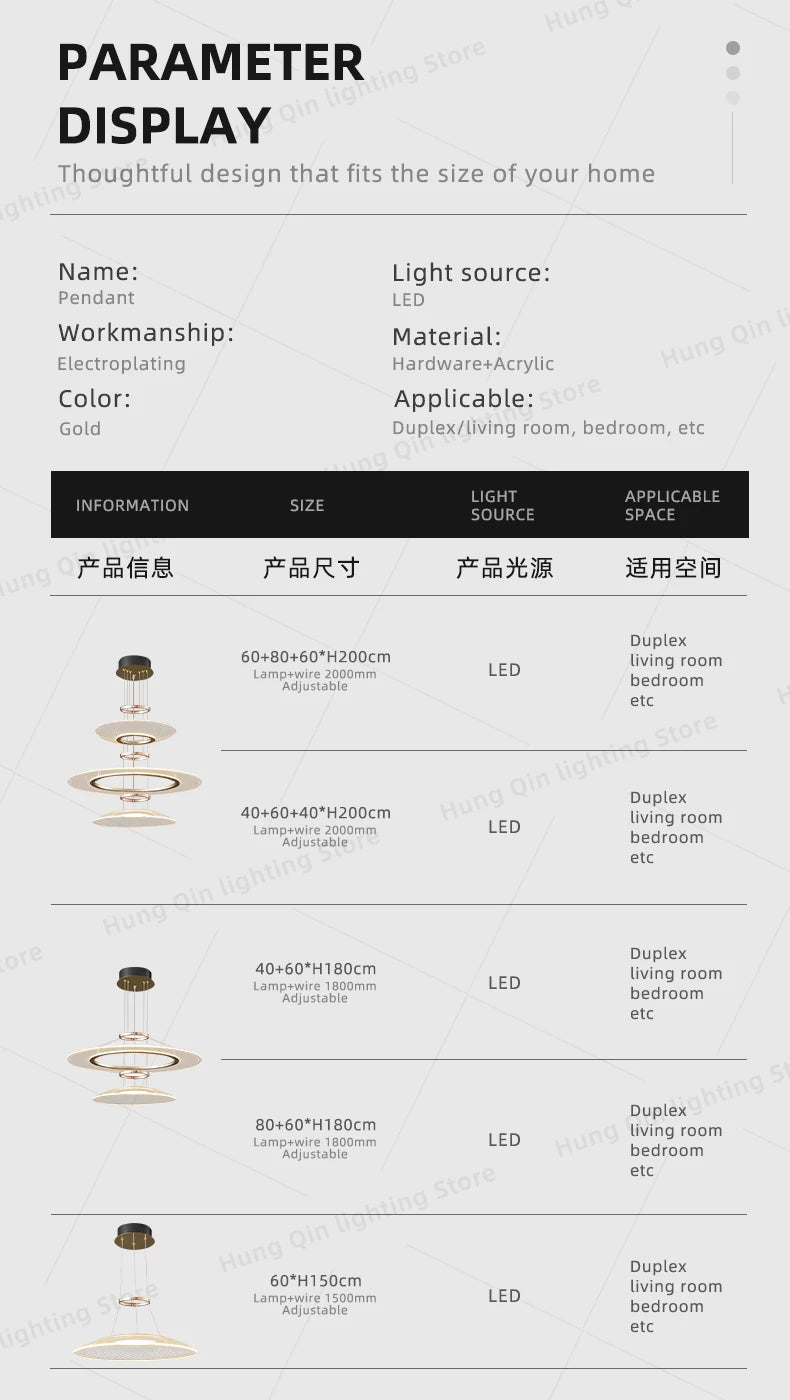 Living Room Chandeliers Restaurant Hanging Lamp Kitchen Pendant Lights Aluminum Chandeliers Villa Ceiling Led Chandelier