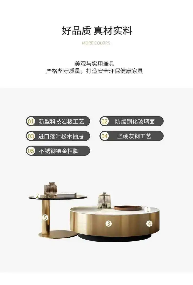 Luxury Round Coffee Table - Designer Metal Base