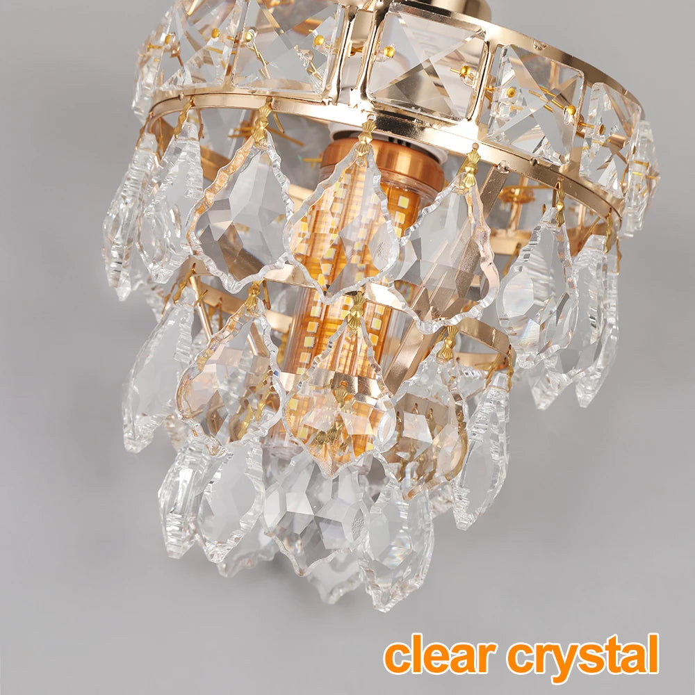 Crystal K9 Chandelier Lamp Living Bedroom Indoor Hanging Lighting Fixtures Modern Gold Pendant Lights for Restaurant Cloakroom E