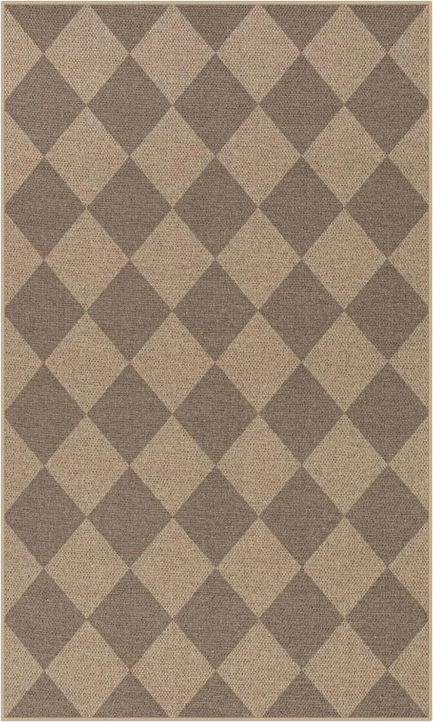 Black & White Checkered Rug - Non-Slip Living Room Carpet