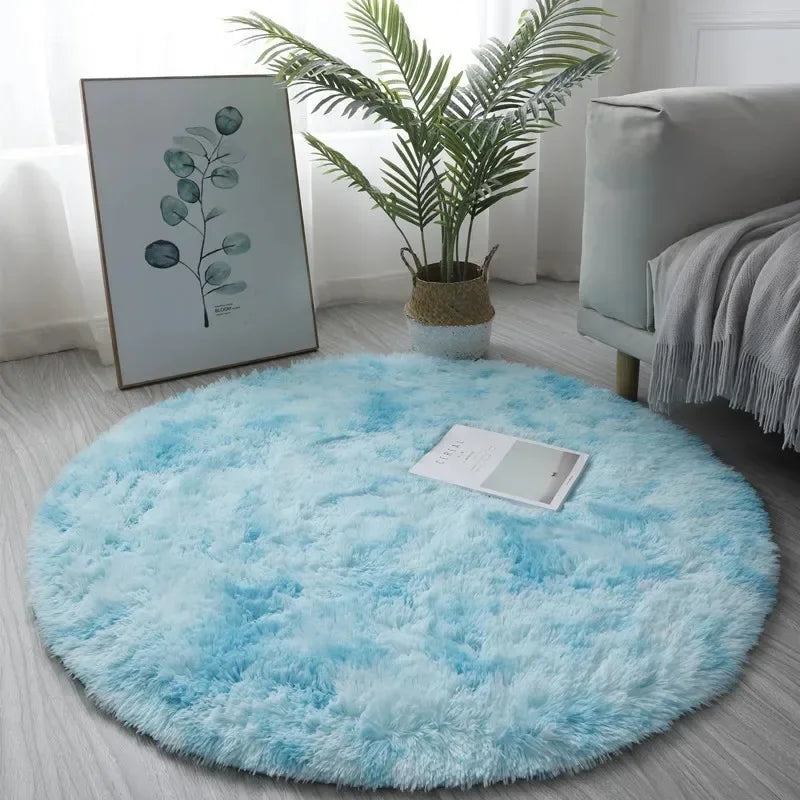 Super Soft Round Plush Rug - Fluffy Area Carpet for Living Room & Bedroom