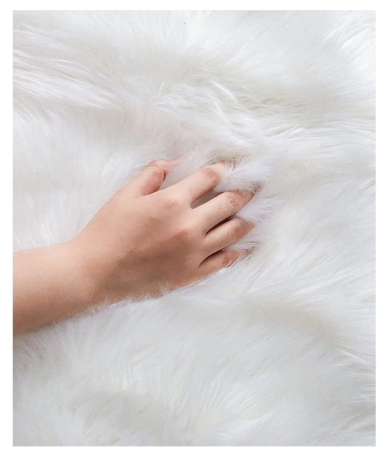 Faux Sheepskin Plush Rug - Fluffy Luxury Carpet for Bedroom & Living Room