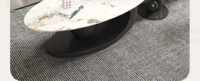 Italian Luxury Oval Coffee Table - Rock Board Top