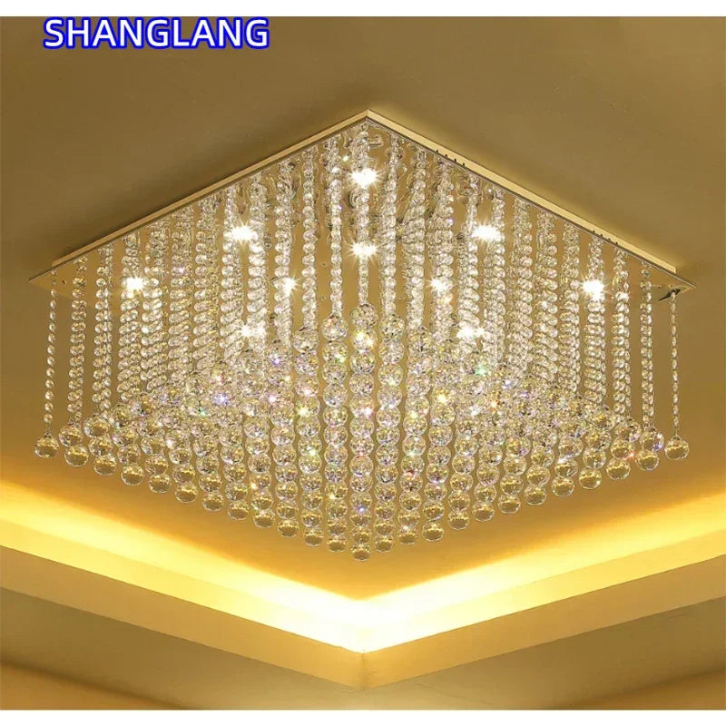Modern Crystal Chandelier Square Luxury Lamp Indoor Hanging Lighting Equipment For Living Room Dining Room Lobby Ceiling Lustres