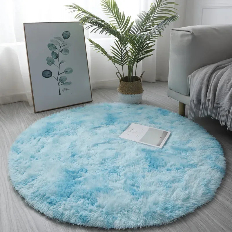 Super Soft Round Plush Rug - Fluffy Area Carpet for Living Room & Bedroom