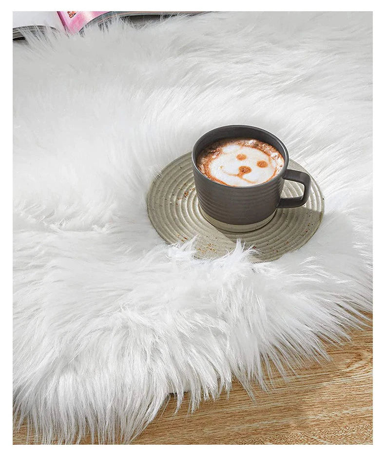 Faux Sheepskin Plush Rug - Fluffy Luxury Carpet for Bedroom & Living Room