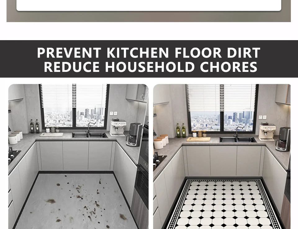 Waterproof Kitchen Floor Mat - Oil-Proof PVC Carpet Runner for Kitchen & Hallway