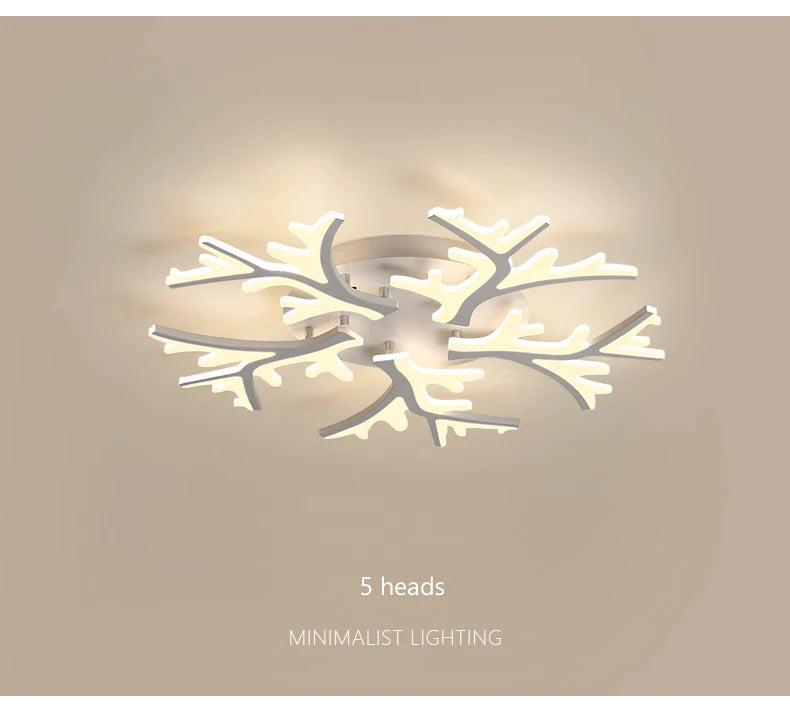 Nordic Minimalist Creative Branch Antlers Ceiling Chandelier Living Room Bedroom Indoor Lighting Led Ceiling Lamp Light Fixture