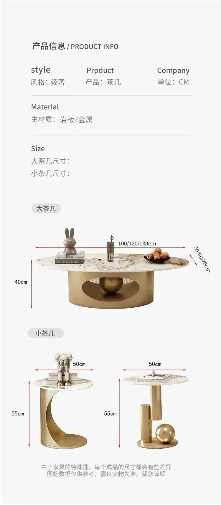 Modern Marble Effect Coffee Table - Nordic Oval Design