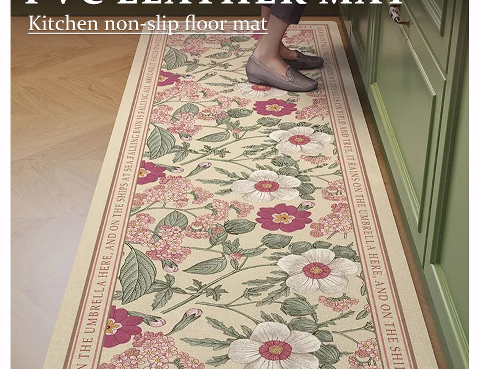 Waterproof Kitchen Floor Mat - Oil-Proof PVC Carpet Runner for Kitchen & Hallway