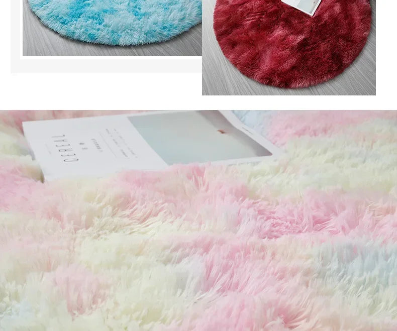 Super Soft Round Plush Rug - Fluffy Area Carpet for Living Room & Bedroom