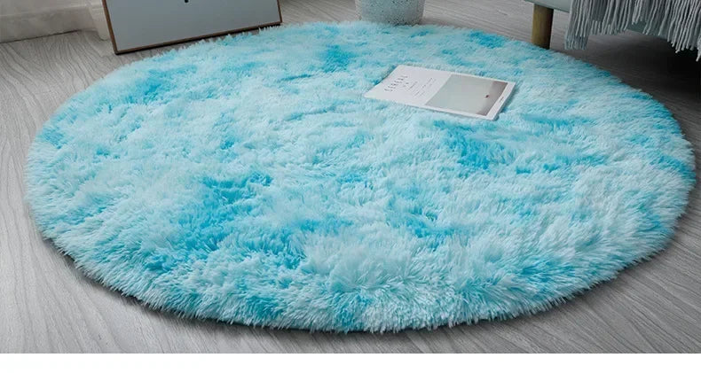 Super Soft Round Plush Rug - Fluffy Area Carpet for Living Room & Bedroom
