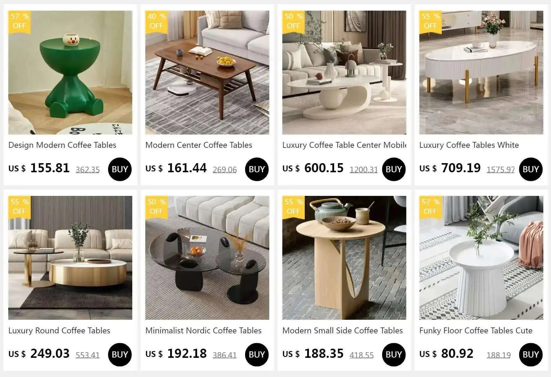 Luxury Round Coffee Table - Designer Metal Base