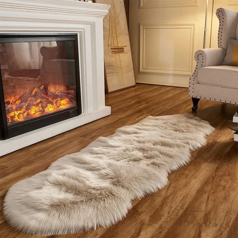 Faux Sheepskin Plush Rug - Fluffy Luxury Carpet for Bedroom & Living Room