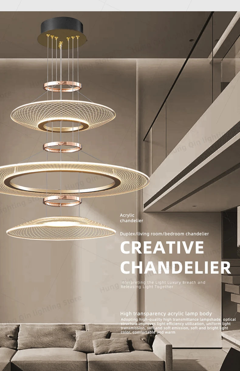 Living Room Chandeliers Restaurant Hanging Lamp Kitchen Pendant Lights Aluminum Chandeliers Villa Ceiling Led Chandelier