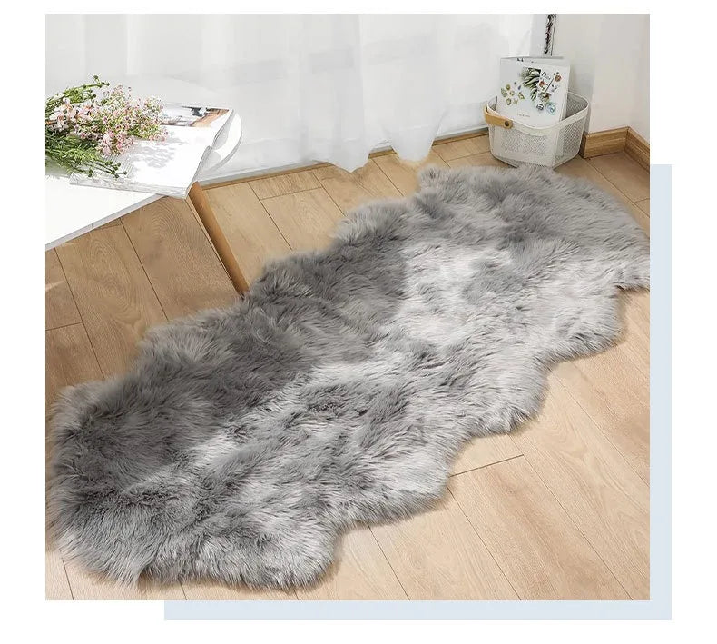 Faux Sheepskin Plush Rug - Fluffy Luxury Carpet for Bedroom & Living Room