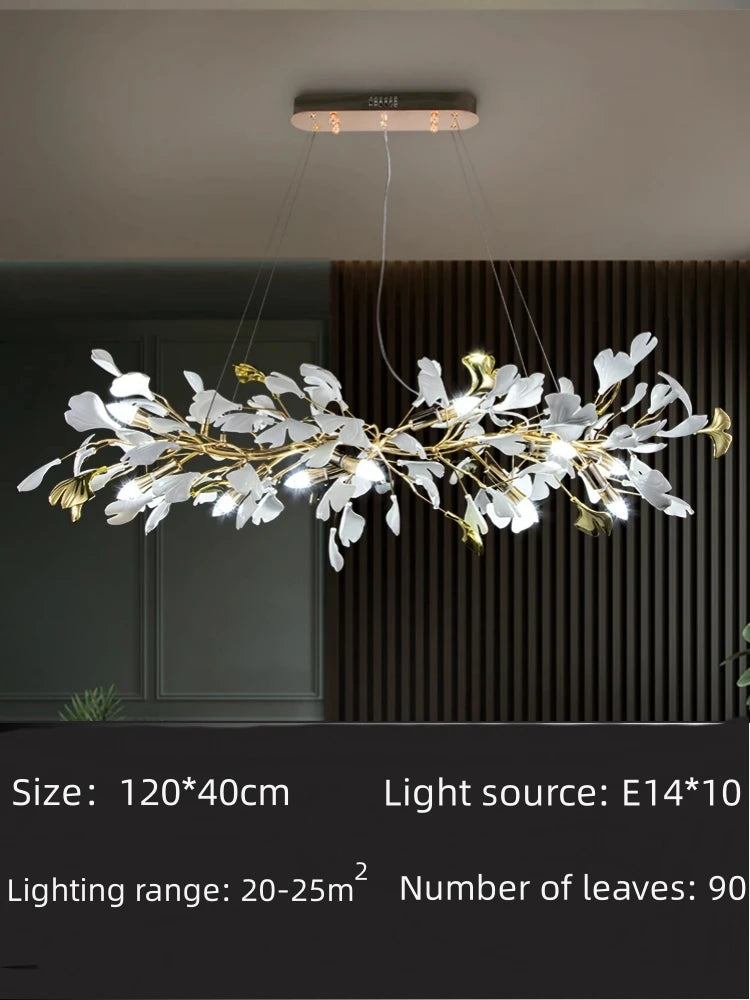 Artpad Modern Ginkgo Leaf Chandeliers for Dining room Ceiling Leaves Pendant Chandelier for Living Room Bedroom Kitchen Island