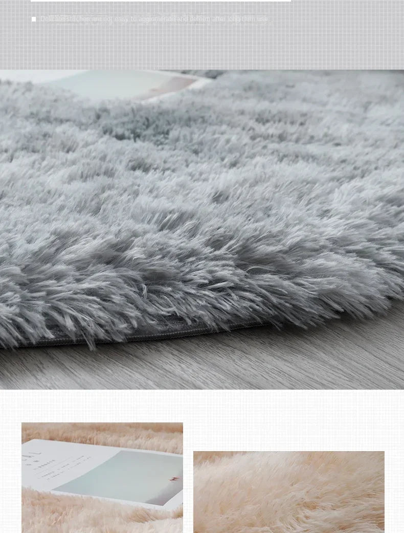 Super Soft Round Plush Rug - Fluffy Area Carpet for Living Room & Bedroom