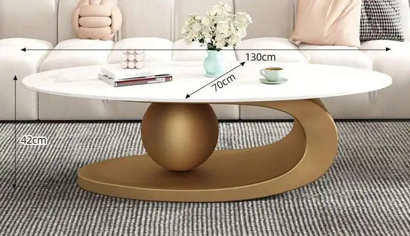 Italian Luxury Oval Coffee Table - Rock Board Top