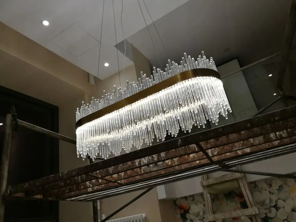 Modern Luxury Drawing Room Glass Led Chandelier Dining Room Led Dimmable Pendant Lamp Lustre Gold Metal Lamp Fixtures Lamparas