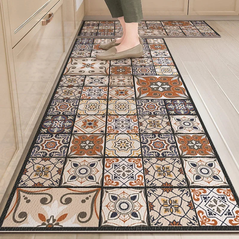 Waterproof Kitchen Floor Mat - Oil-Proof PVC Carpet Runner for Kitchen & Hallway