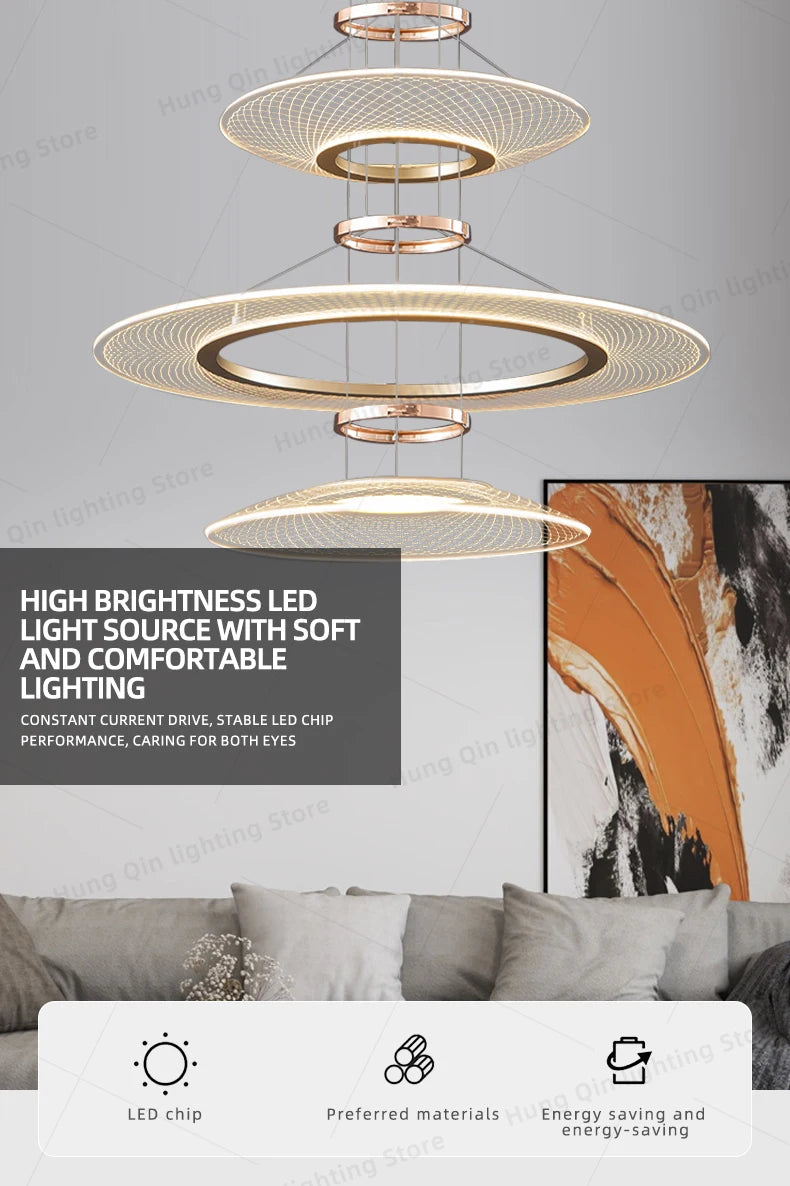 Living Room Chandeliers Restaurant Hanging Lamp Kitchen Pendant Lights Aluminum Chandeliers Villa Ceiling Led Chandelier