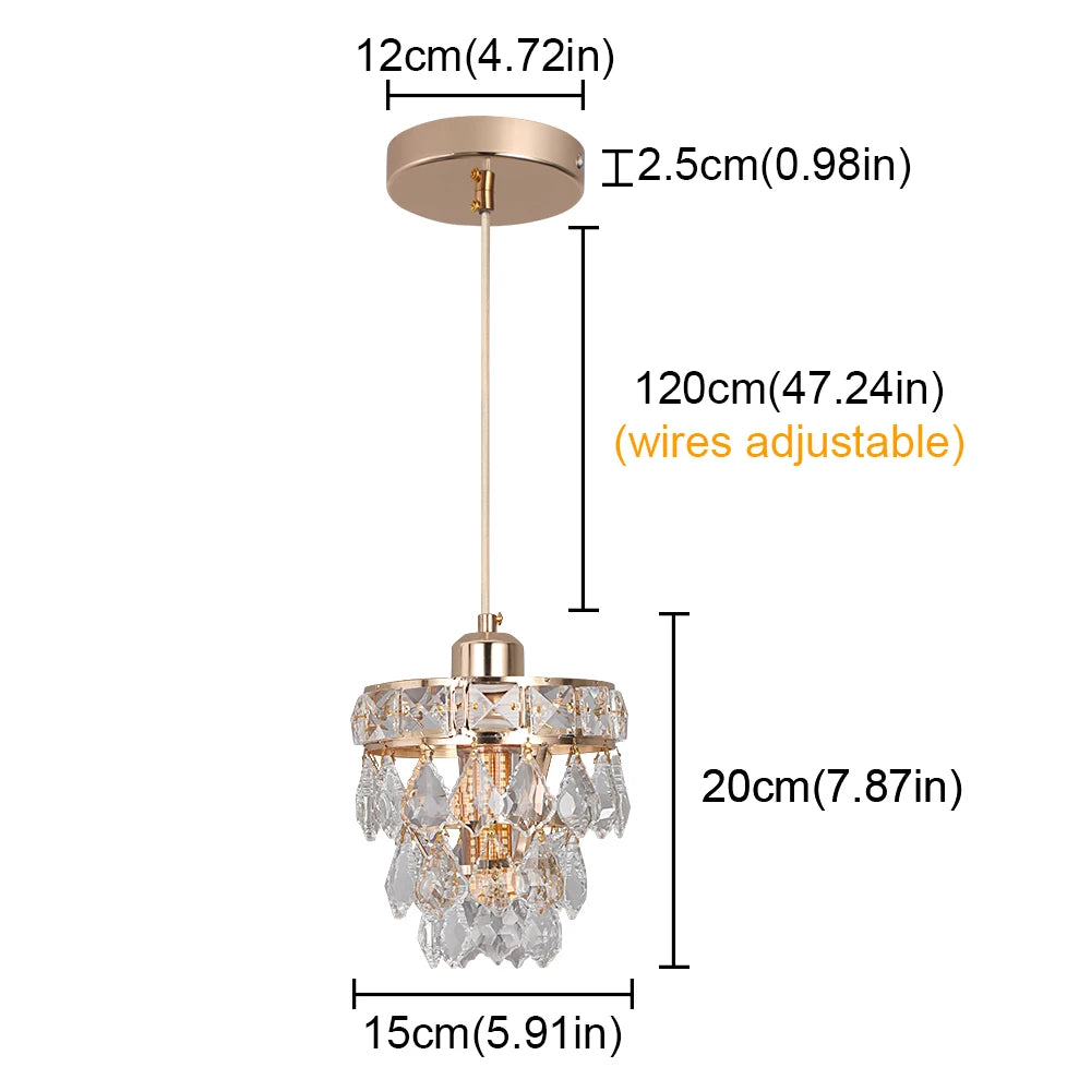 Crystal K9 Chandelier Lamp Living Bedroom Indoor Hanging Lighting Fixtures Modern Gold Pendant Lights for Restaurant Cloakroom E