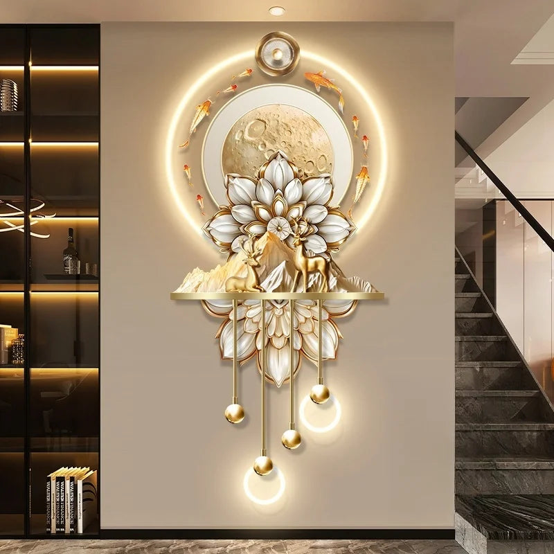 Luxury LED Wall Art - Nine Fish Design Entryway Decorative Painting