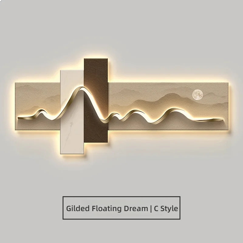 Modern Wabi Sabi LED Wall Art - Luxury Decorative Light Painting