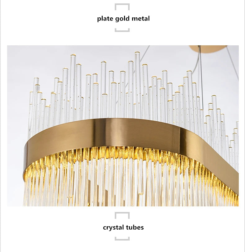 Modern Luxury Drawing Room Glass Led Chandelier Dining Room Led Dimmable Pendant Lamp Lustre Gold Metal Lamp Fixtures Lamparas