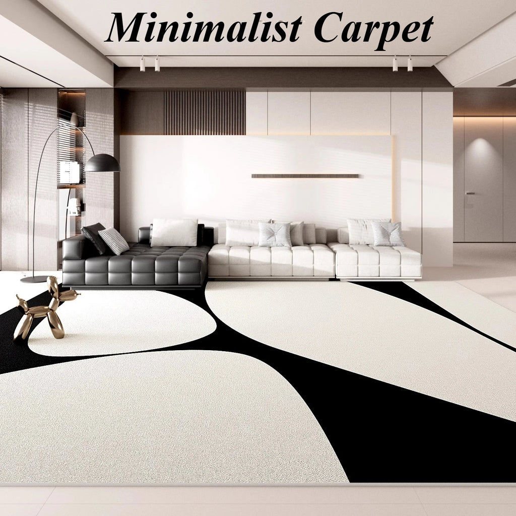 Minimalist Geometric Area Rug - Luxury Black & White Carpet for Living Room & Bedroom
