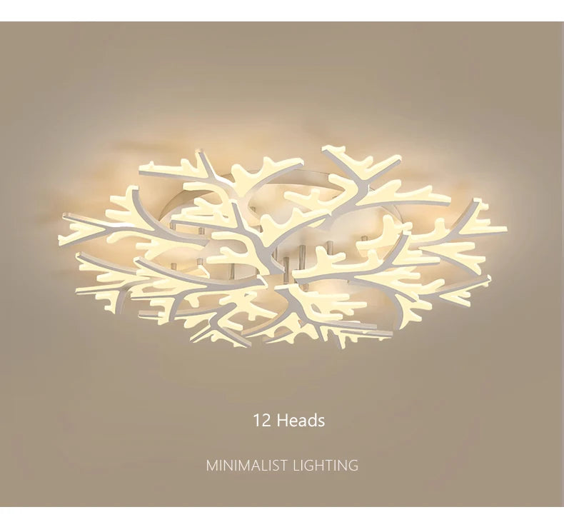 Nordic Minimalist Creative Branch Antlers Ceiling Chandelier Living Room Bedroom Indoor Lighting Led Ceiling Lamp Light Fixture