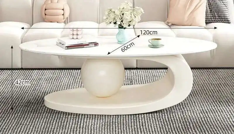 Italian Luxury Oval Coffee Table - Rock Board Top
