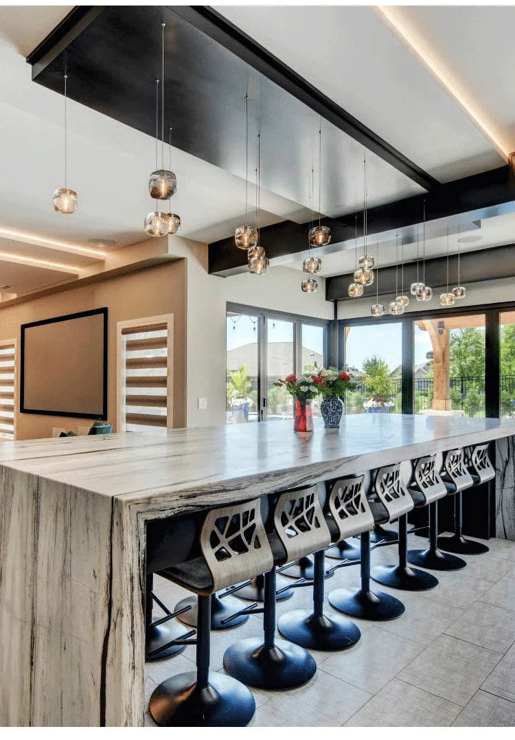 Luxury Led Staircase Chandelier Modern Home Decor Indoor Lighting Fixture Creative Amber/Smoky Grey/Clear Crystal Hanging Lamp