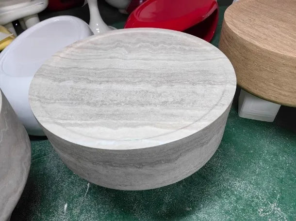 Japanese Industrial Round Coffee Table - Space-Saving Design