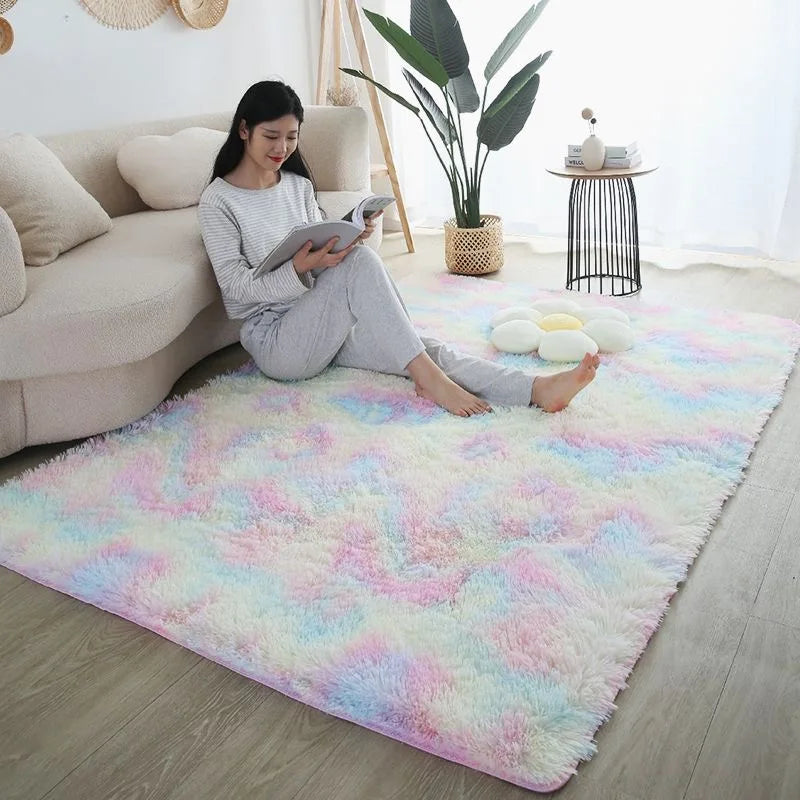 Furry Plush Area Rug - Modern Nordic Style Carpet for Living Room & Bedroom