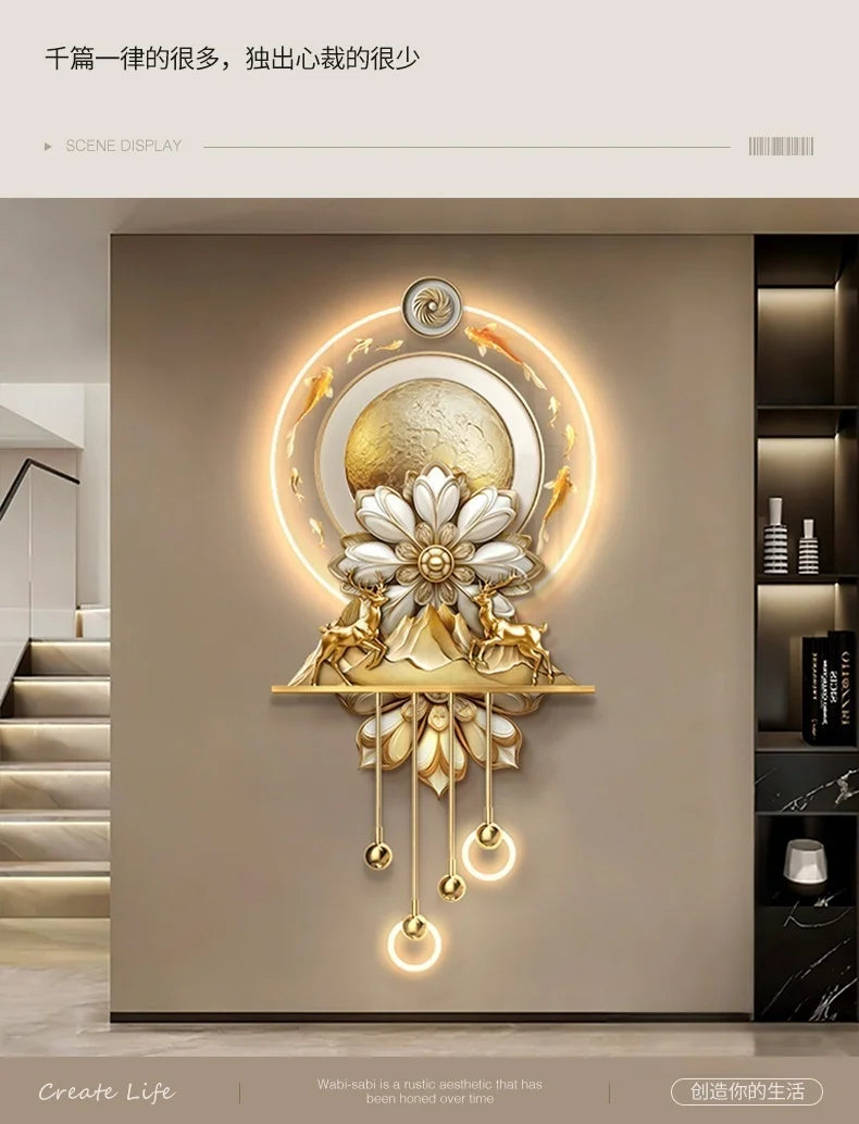 Luxury LED Wall Art - Nine Fish Design Entryway Decorative Painting