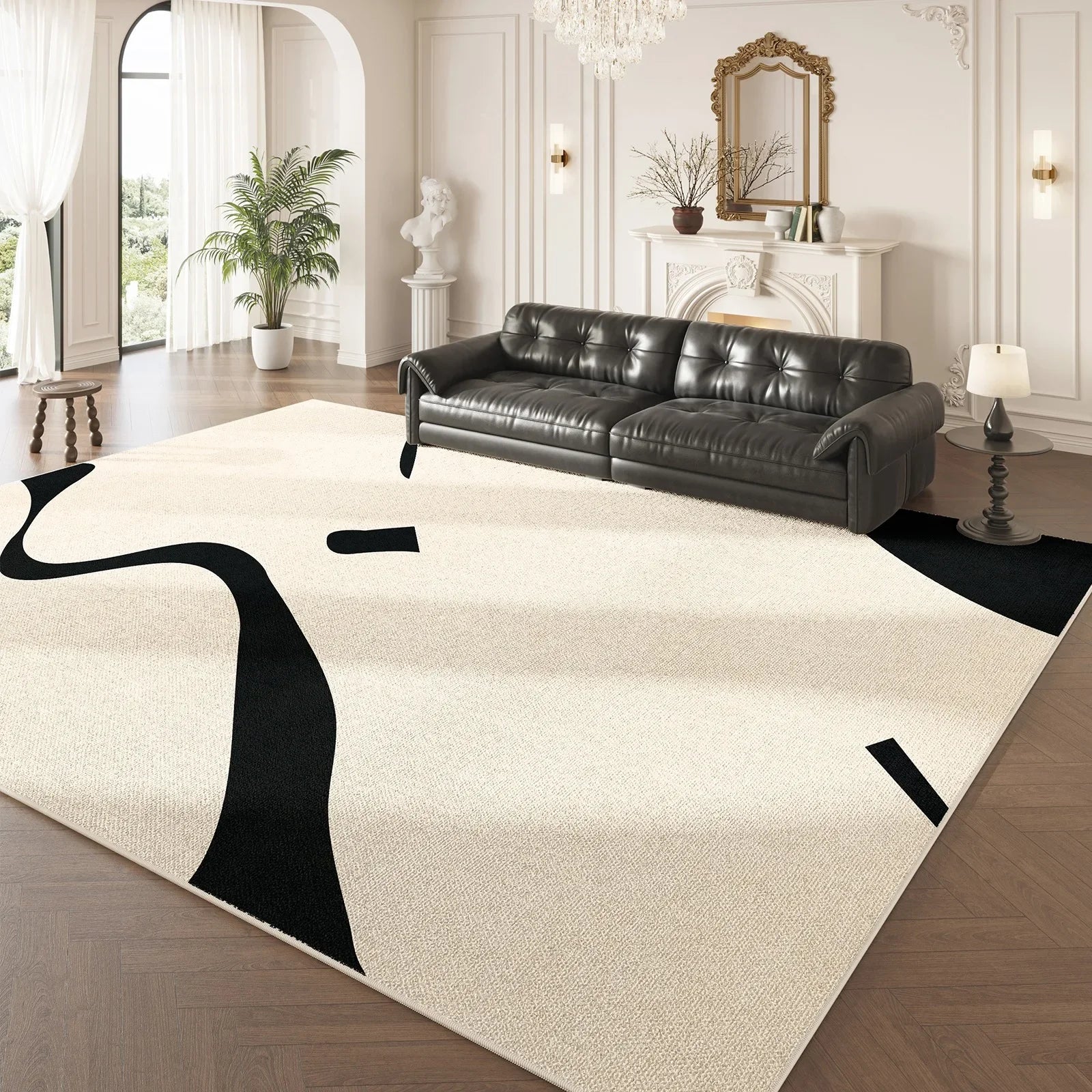 Artistic French Plush Carpet - Modern Area Rug for Living Room & Bedroom