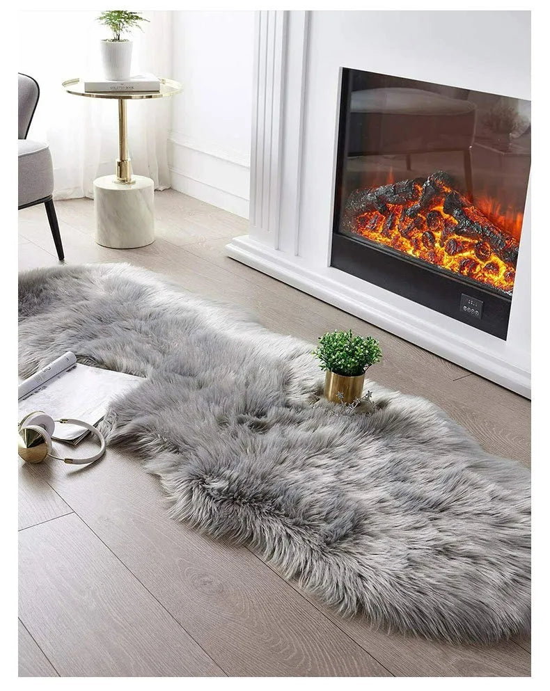 Faux Sheepskin Plush Rug - Fluffy Luxury Carpet for Bedroom & Living Room