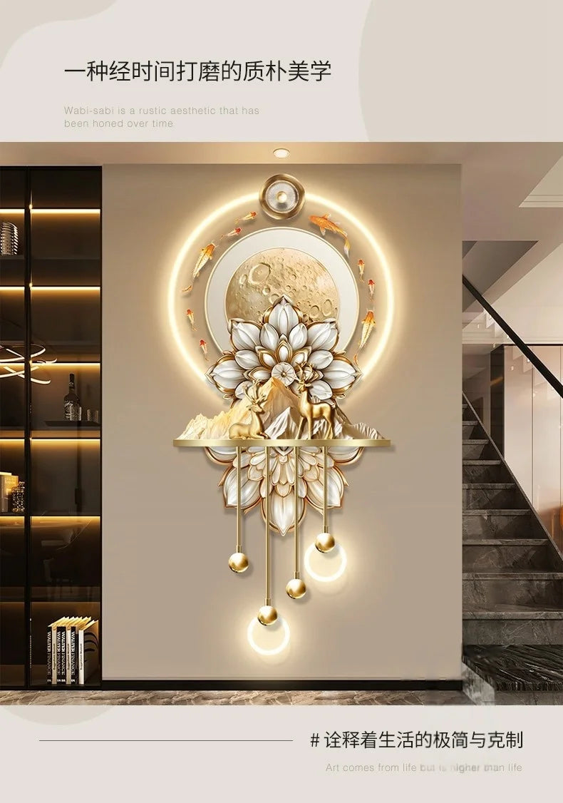 Luxury LED Wall Art - Nine Fish Design Entryway Decorative Painting