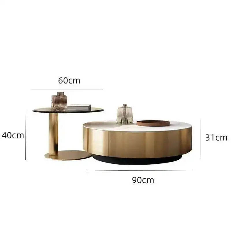 Luxury Round Coffee Table - Designer Metal Base