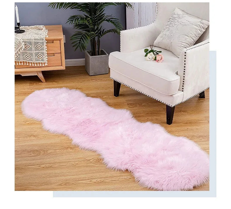 Faux Sheepskin Plush Rug - Fluffy Luxury Carpet for Bedroom & Living Room