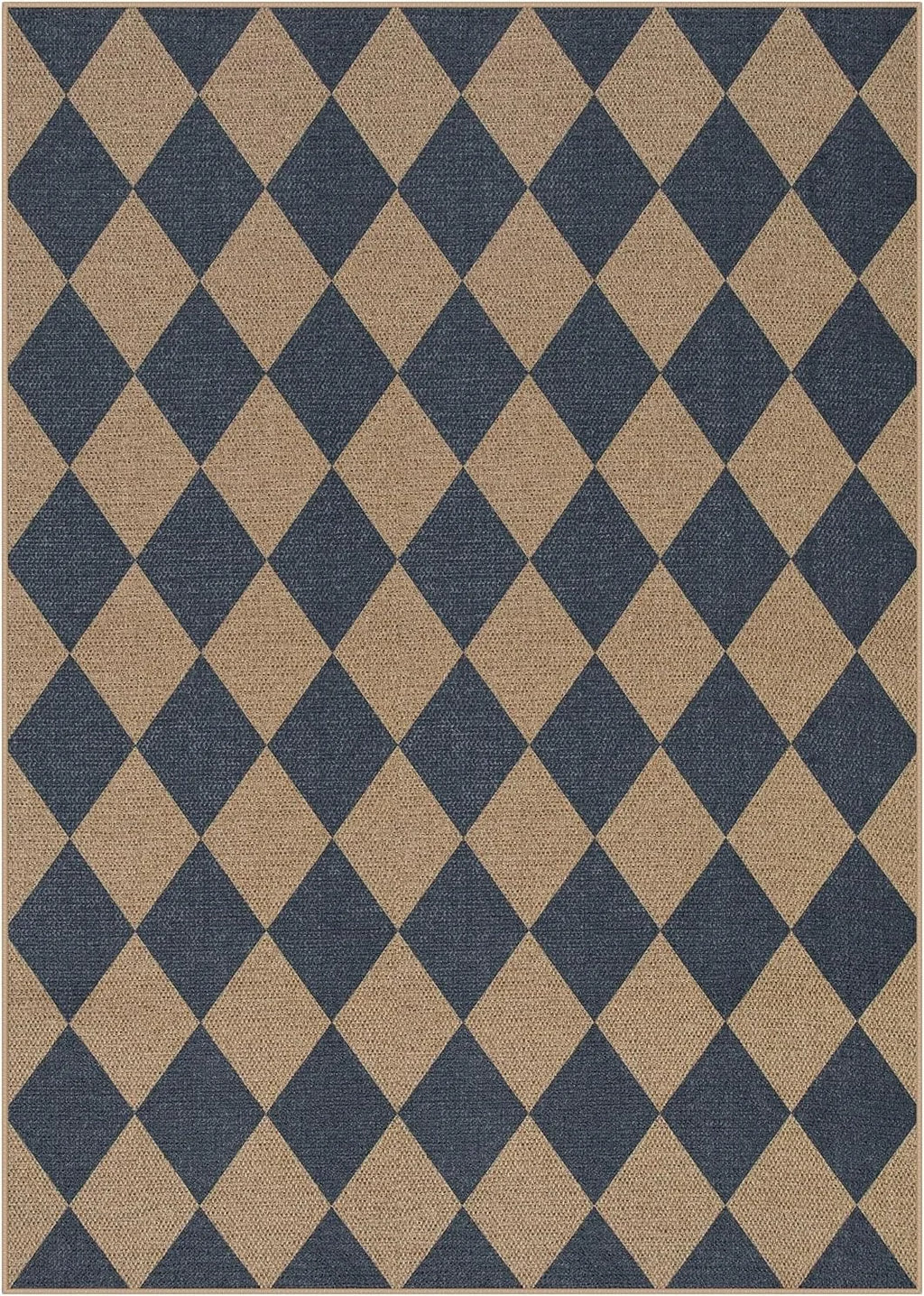 Black & White Checkered Rug - Non-Slip Living Room Carpet