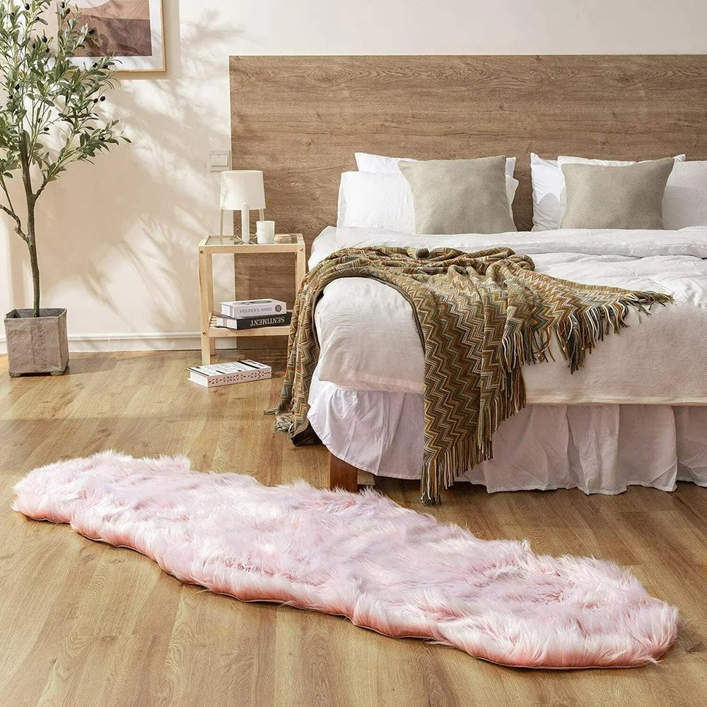 Faux Sheepskin Plush Rug - Fluffy Luxury Carpet for Bedroom & Living Room