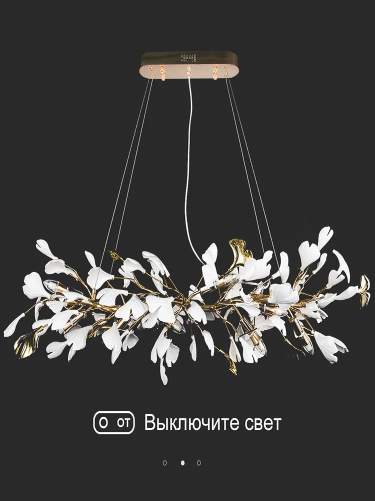 Artpad Modern Ginkgo Leaf Chandeliers for Dining room Ceiling Leaves Pendant Chandelier for Living Room Bedroom Kitchen Island