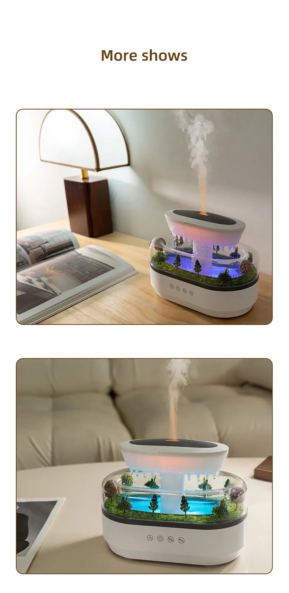 Raindrop Aroma Diffuser with LED Light & White Noise