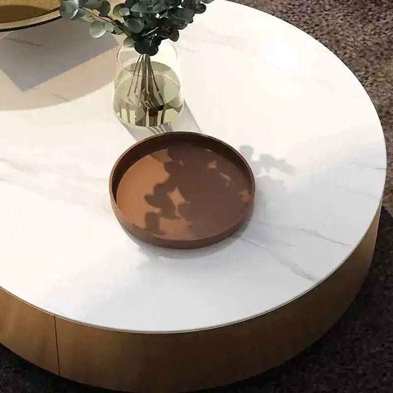 Luxury Round Coffee Table - Designer Metal Base