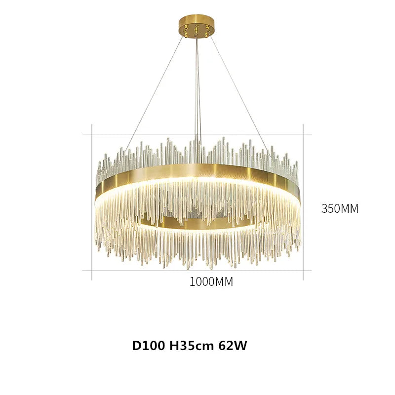 Modern Luxury Drawing Room Glass Led Chandelier Dining Room Led Dimmable Pendant Lamp Lustre Gold Metal Lamp Fixtures Lamparas