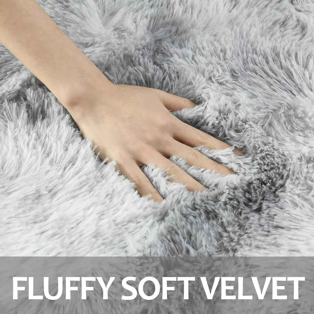 Dyed Plush Fluffy Rug - Soft Anti-Slip Carpet for Living Room & Kids Room