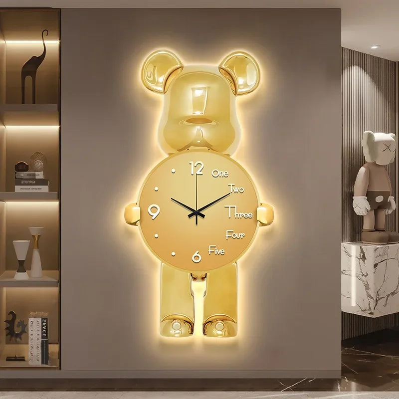 Modern LED Wall Clock - Digital Display with Ambient Lighting